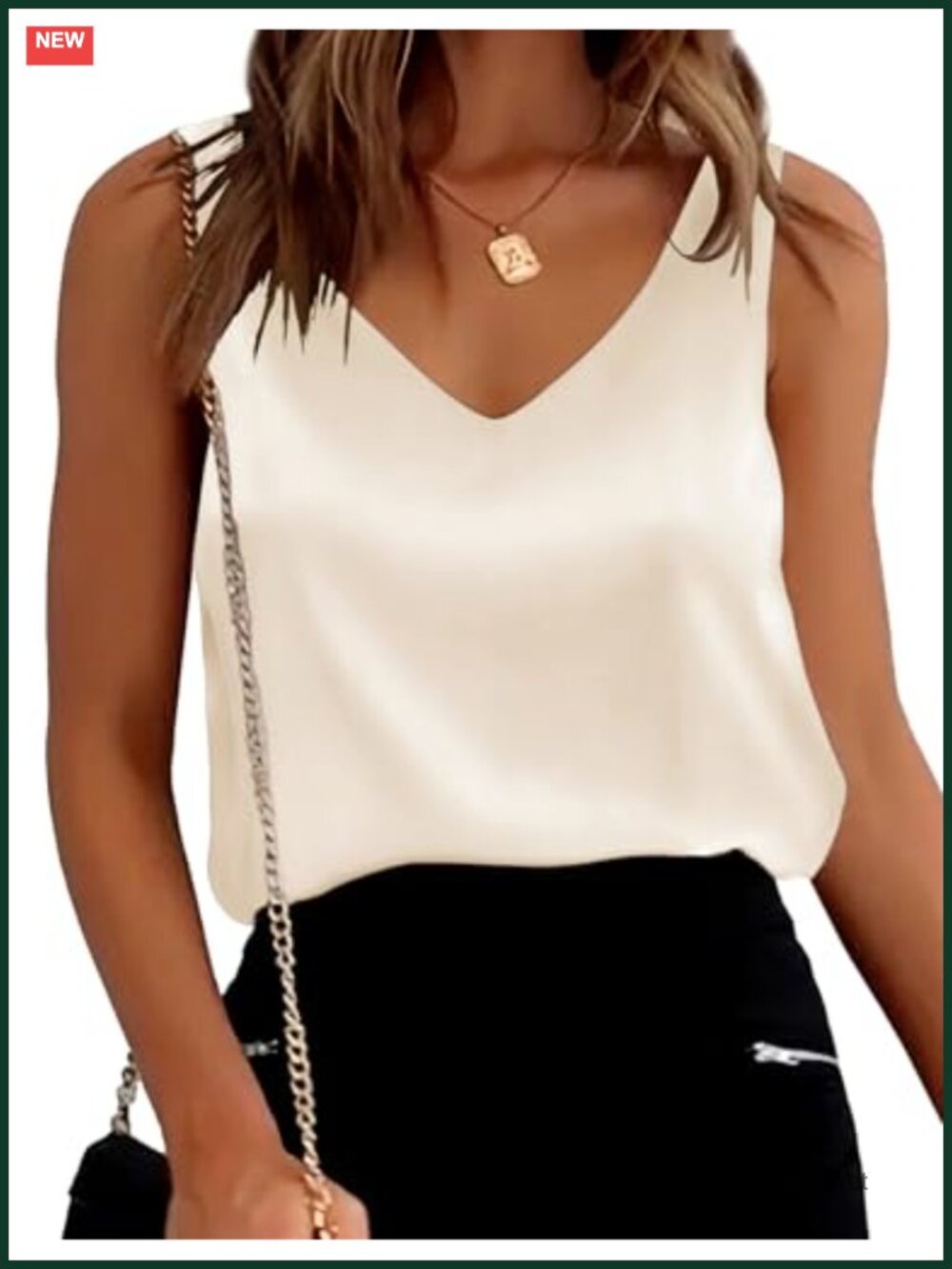 Satin Tank Top V Neck Sleeveless Summer Silk Blouse